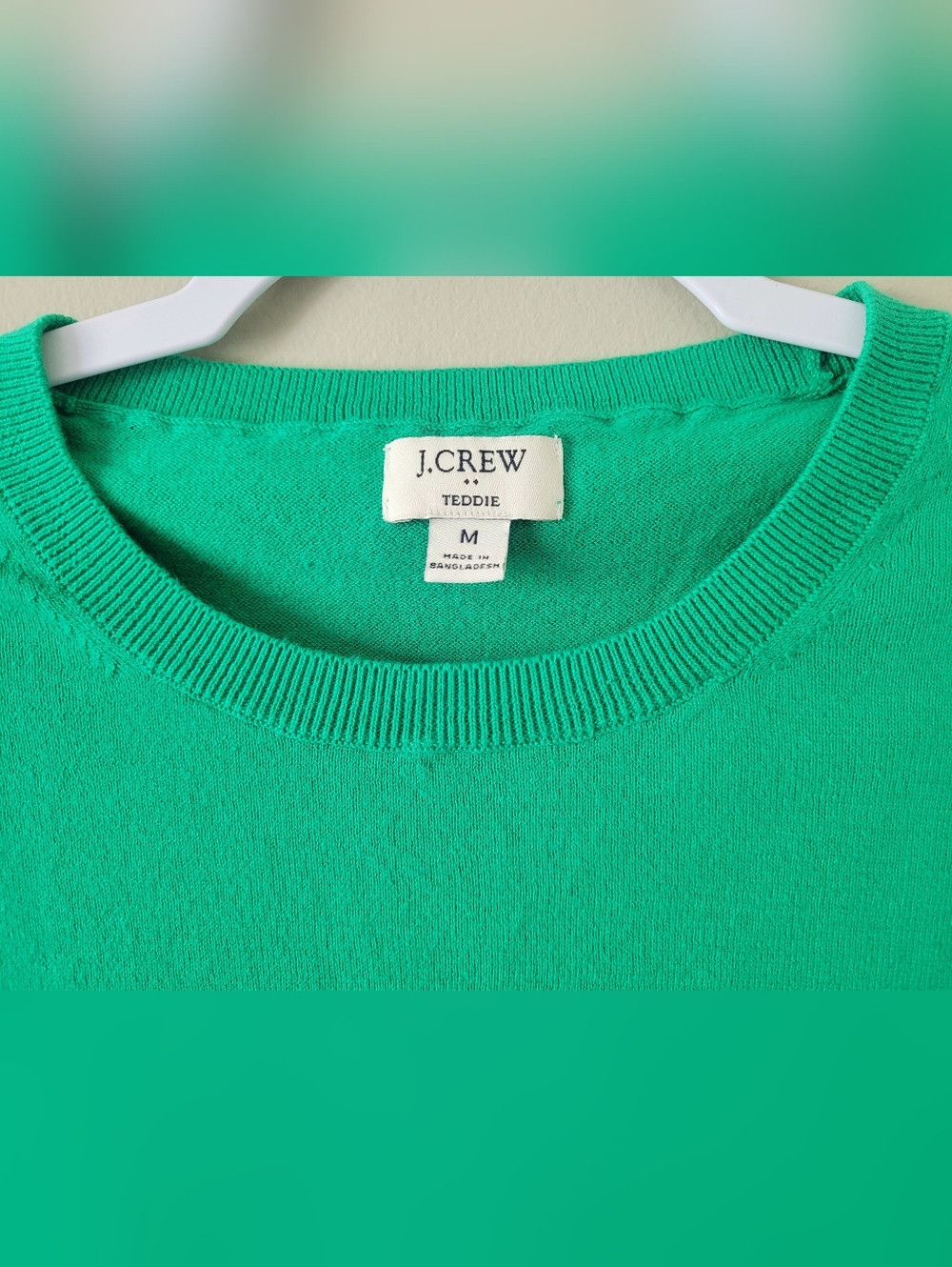 J. Crew Teddie Women's Kelly Green Crewneck Sweater 100% Cotton Medium - Picture 12 of 16